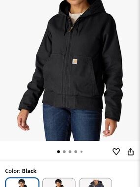 Carhartt Black Women's Hooded Utility Jacket with Ribbed Waist